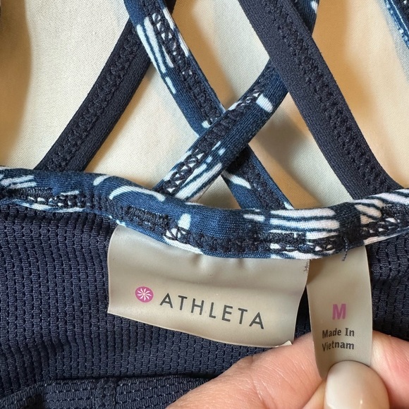 Athleta Black and White Strappy Sports Bra - Picture 3 of 3